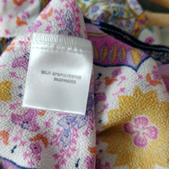 Rose + Olive Boho Paisley Sleeveless Top Large Colorful Tunic Tank - Picture 4 of 10